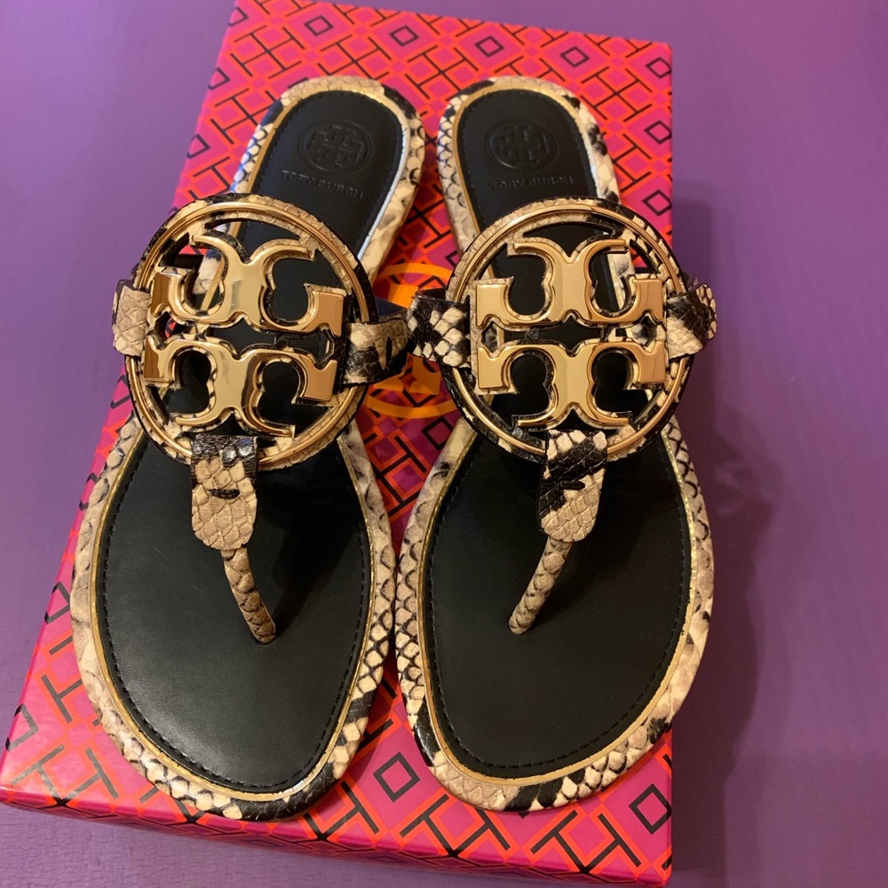 Tory Burch Metal Logo Miller Sandals